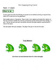 English worksheet: The Hopping Frog Game