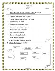 English worksheet: verbs