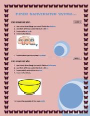 English Worksheet: Find someone who... Cards 1 and 2