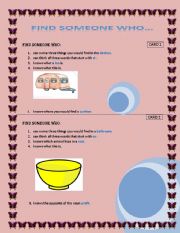 English worksheet: Find someone who... Cards 1 and 2