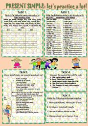 English Worksheet: PRESENT SIMPLE:LETS PRACTICE A LOT!