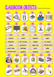 English Worksheet: Classroom objects