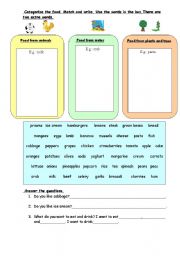 English Worksheet: food and drinks