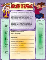 English Worksheet: MARY THE SUPER GIRL