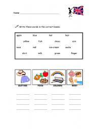 English worksheet: Vocabulary revision