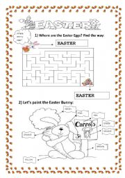 EASTER - writing, find the way and color!