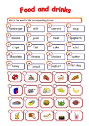 English Worksheet: Food and Drinks