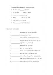 English Worksheet: Some - any -how much - how many
