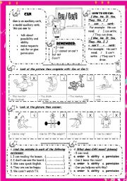 English Worksheet: Can / Cant