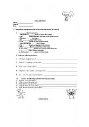 English worksheet: Past Simple test