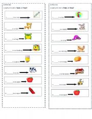 English Worksheet: SINGULAR DEMONSTRATIVES PRONOUNS 