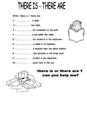 English Worksheet: THERE IS -THERE ARE