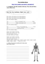 English Worksheet: The skeleton dance