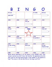 Get to know you Bingo