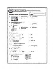 greetings evaluation /test in multiple choice