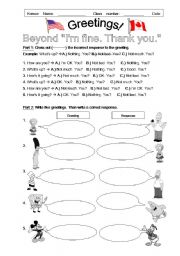 English Worksheet: Greetings: Beyond 