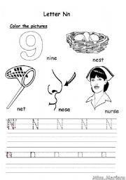 English Worksheet: Letter Nn