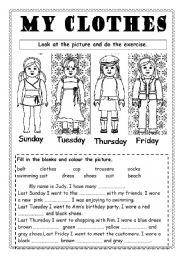 English Worksheet: My clothes