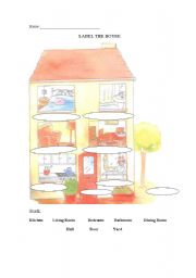 English Worksheet: Rooms in a House