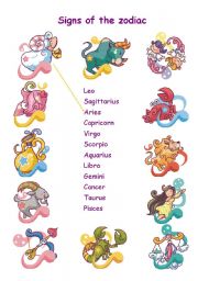 English Worksheet: Signs of the zodiac