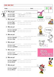 English Worksheet: Who are you?