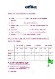 English worksheet: WANT/ LIKE