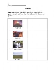 English Worksheet: Landforms Matching Activity