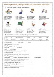 Practing Verb To Be, Wh-questions and Possessive Adjectives - Page1