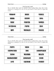 English Worksheet: Dont say the word!