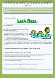 English Worksheet: Test - Loch Ness