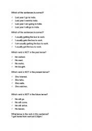 English Worksheet: Elementary Tense quiz