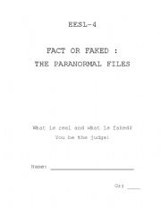 English Worksheet: Fact or faked: the paranormal files