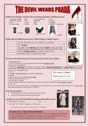 English Worksheet: Movie extract : The Devil Wears Prada / CLOTHES - FASHION - the conditional tense  **editable / script included**