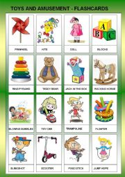 English Worksheet: TOYS AND AMUSEMENT - FLASHCARDS FOR BEGINNERS +B&W - REUPLOAD