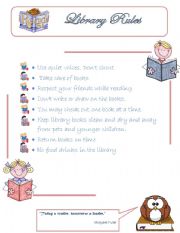 English Worksheet: Classroom Library Rules 