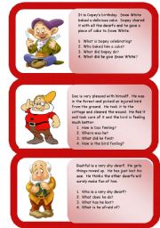 English Worksheet: the dwarfs - mini comprehensions