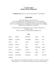 English worksheet: Abstract Nouns