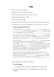 English Worksheet: Eat Pray Love Part 3 India