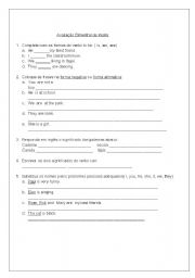 English worksheet: review verb to be