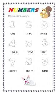 English worksheet: numbers