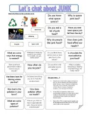English Worksheet: Lets chat about JUNK