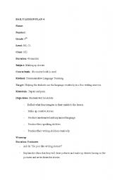 English worksheet: Helping the students use the language creatively in a free writing exercise. 