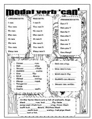 English Worksheet: modal verb can