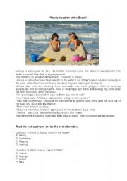 English Worksheet: On the beach