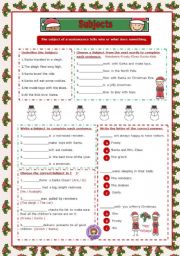 English Worksheet: Christmas Subjects
