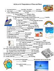 English Worksheet: At, On, In