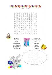 English Worksheet: Easter Word search with hidden message