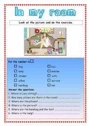 English Worksheet: In my room