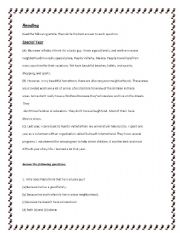 English worksheet: Reading