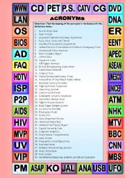 English Worksheet: Acronyms